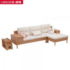 千匠一品 北欧风格 进口红橡木+布艺面料+公仔棉靠背+高密度海绵座包 时尚大气沙发LS962-J