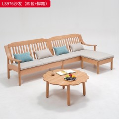 千匠一品 北欧风格 北美红橡木+布艺软包+高密度海绵 时尚大气沙发 脚踏LS976-J