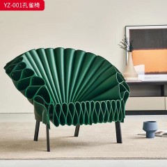 千匠一品 意式极简风格 马鞍皮 绒布+碳素钢架 时尚大气休闲椅YZ-001-J