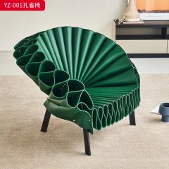 千匠一品 意式极简风格 马鞍皮 绒布+碳素钢架 时尚大气休闲椅YZ-001-J