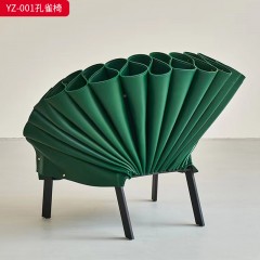 千匠一品 意式极简风格 马鞍皮 绒布+碳素钢架 时尚大气休闲椅YZ-001-J