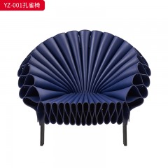 千匠一品 意式极简风格 马鞍皮 绒布+碳素钢架 时尚大气休闲椅YZ-001-J