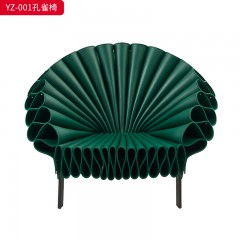 千匠一品 意式极简风格 马鞍皮 绒布+碳素钢架 时尚大气休闲椅YZ-001-J