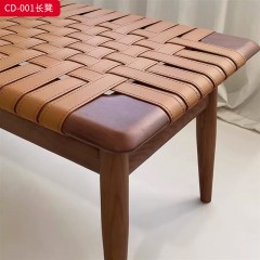 千匠一品 意式风格 马鞍革+白蜡木 时尚大气长凳CD-001-J
