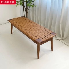 千匠一品 意式风格 马鞍革+白蜡木 时尚大气长凳CD-001-J