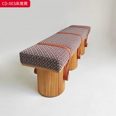 千匠一品 意式风格 榉木条+高密度海绵+优质布艺面料+马鞍超纤皮+实木墩 时尚大气长凳CD-003-J