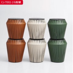 千匠一品 意式风格 马鞍革+铁架+实木台面 时尚大气马鞍罐组合茶几CJ-T002-1-J
