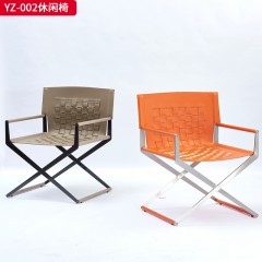 千匠一品 意式风格 实心不锈钢（本色+黑钛）+超纤皮 时尚大气休闲椅YZ-002-J