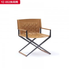 千匠一品 意式风格 实心不锈钢（本色+黑钛）+超纤皮 时尚大气休闲椅YZ-002-J
