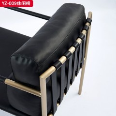 千匠一品 意式风格 超纤皮面料+不锈钢框架+软包 时尚大气休闲椅YZ-009-J