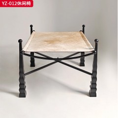 千匠一品 意式风格 碳素钢架+马鞍革 毛皮 时尚大气休闲椅YZ-012-J