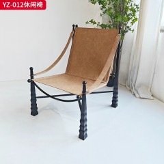 千匠一品 意式风格 碳素钢架+马鞍革 毛皮 时尚大气休闲椅YZ-012-J