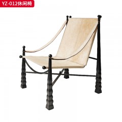 千匠一品 意式风格 碳素钢架+马鞍革 毛皮 时尚大气休闲椅YZ-012-J