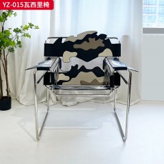 千匠一品 意式风格 不锈钢电镀黑钛框架+马鞍革 时尚大气瓦西里椅YZ-015-J