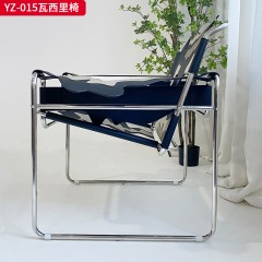 千匠一品 意式风格 不锈钢电镀黑钛框架+马鞍革 时尚大气瓦西里椅YZ-015-J