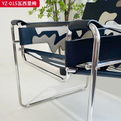 千匠一品 意式风格 不锈钢电镀黑钛框架+马鞍革 时尚大气瓦西里椅YZ-015-J