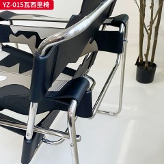千匠一品 意式风格 不锈钢电镀黑钛框架+马鞍革 时尚大气瓦西里椅YZ-015-J