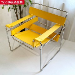 千匠一品 意式风格 不锈钢电镀黑钛框架+马鞍革 时尚大气瓦西里椅YZ-016-J