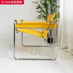 千匠一品 意式风格 不锈钢电镀黑钛框架+马鞍革 时尚大气瓦西里椅YZ-016-J