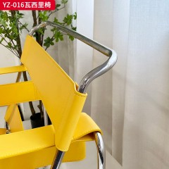 千匠一品 意式风格 不锈钢电镀黑钛框架+马鞍革 时尚大气瓦西里椅YZ-016-J