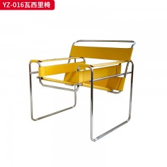 千匠一品 意式风格 不锈钢电镀黑钛框架+马鞍革 时尚大气瓦西里椅YZ-016-J
