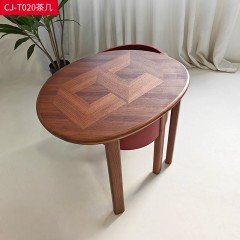 千匠一品 意式风格 白蜡木+马鞍革 时尚大气茶几CJ-T020-L