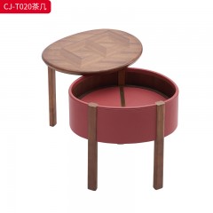 千匠一品 意式风格 白蜡木+马鞍革 时尚大气茶几CJ-T020-L