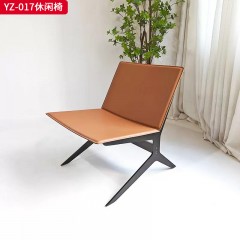 千匠一品 意式风格 马鞍革+不锈钢框架 时尚大气休闲椅YZ-017-L