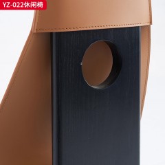 千匠一品 意式风格 马鞍皮+白蜡木 时尚大气休闲椅YZ-022-L