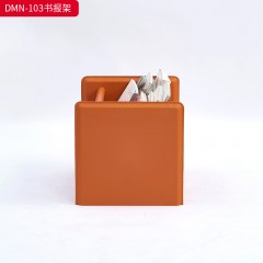 千匠一品 意式风格 不锈钢架+马鞍皮 时尚大气书报架DMN-103-J