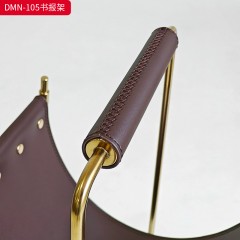 千匠一品 意式风格 不锈钢架+马鞍革 时尚大气书报架DMN-105-J