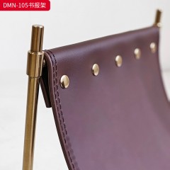 千匠一品 意式风格 不锈钢架+马鞍革 时尚大气书报架DMN-105-J