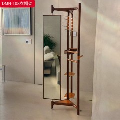 千匠一品 意式风格 胡桃木+牛皮+金属 时尚大气衣帽架DMN-108-J