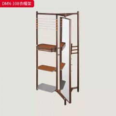 千匠一品 意式风格 胡桃木+牛皮+金属 时尚大气衣帽架DMN-108-J