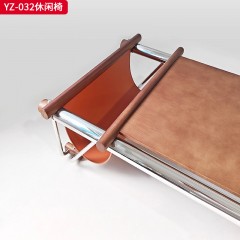 千匠一品 意式风格 奶牛皮+不锈钢+白蜡木+马鞍革 时尚大气休闲椅YZ-032-J