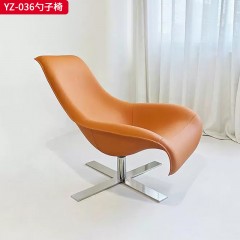 千匠一品 意式风格 马鞍超纤皮+定型棉+不锈钢底座 时尚大气勺子椅YZ-036-J