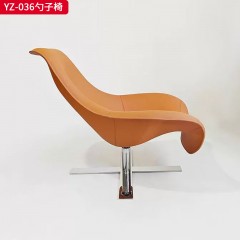 千匠一品 意式风格 马鞍超纤皮+定型棉+不锈钢底座 时尚大气勺子椅YZ-036-J