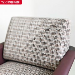 千匠一品 意式风格 马鞍革+麻布+高密度海绵+白蜡木不锈钢框架 时尚大气休闲椅YZ-039-J