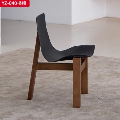 千匠一品 中古侘寂风格 白蜡木+马鞍或超纤皮 时尚大气书椅YZ-040-J