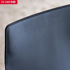 千匠一品 中古侘寂风格 白蜡木+马鞍或超纤皮 时尚大气书椅YZ-040-J