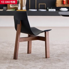 千匠一品 中古侘寂风格 白蜡木+马鞍或超纤皮 时尚大气书椅YZ-040-J