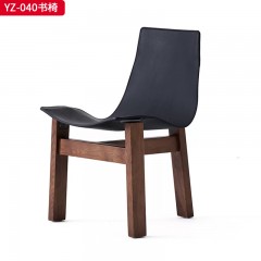 千匠一品 中古侘寂风格 白蜡木+马鞍或超纤皮 时尚大气书椅YZ-040-J