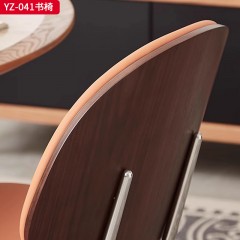 千匠一品 中古侘寂风格 马鞍革+白蜡木+不锈钢 时尚大气书椅YZ-041-J
