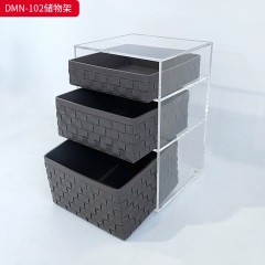 千匠一品 意式风格 亚克力板+马鞍革 时尚大气储物架床头柜DMN-102-J
