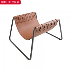 千匠一品 意式风格 马鞍超纤皮+不锈钢架 时尚大气书报架DMN-112-J