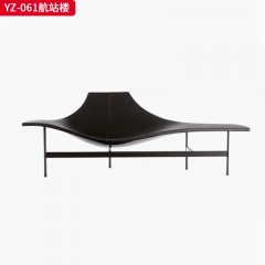 千匠一品 意式风格 马鞍超纤皮+高密度海绵+不锈钢+玻璃钢 时尚大气航站楼YZ-061-J
