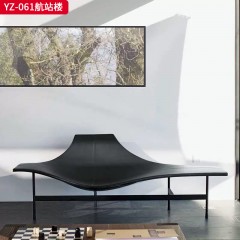 千匠一品 意式风格 马鞍超纤皮+高密度海绵+不锈钢+玻璃钢 时尚大气航站楼YZ-061-J