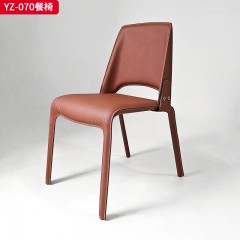 千匠一品 意式风格 白蜡木+马鞍革 时尚大气餐椅YZ-070-J
