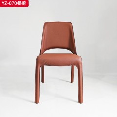千匠一品 意式风格 白蜡木+马鞍革 时尚大气餐椅YZ-070-J