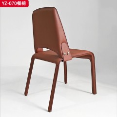 千匠一品 意式风格 白蜡木+马鞍革 时尚大气餐椅YZ-070-J